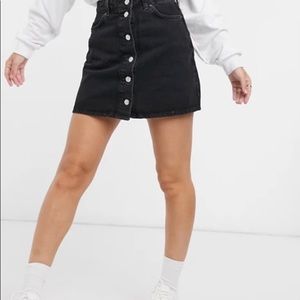 button front denim skirt